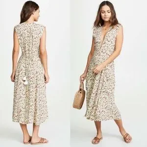 Faithfull The Brand Blohm Floral Tassel Midi Dress Size 4